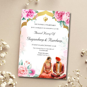 Invitation Sikh faire-part de mariage Anand karaj