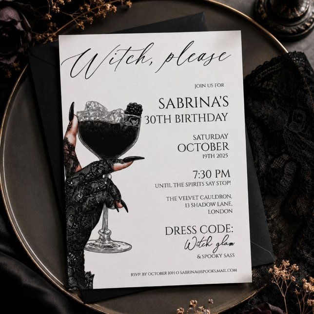 Invitation S'il vous plaît sorcière Élégante Fête d'anniversa (Créateur téléchargé)