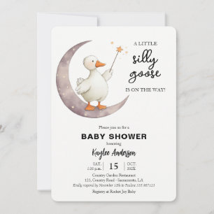 Invitation Silencieuse Goose Baby shower fille rose