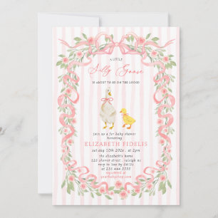 Invitation Silencieux Bow rose Bow Floral QR Code Baby shower