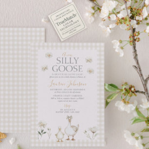 Invitation Silencieux Oie Whimsical Beige En vichy Baby showe
