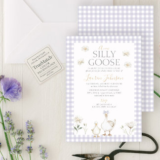 Invitation Silencieux Oie Whimsical violet En vichy Baby show