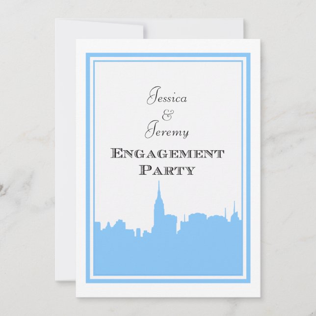 Invitation Silhouette ciel NYC Lt bleu #2 Engagement DIY (Devant)