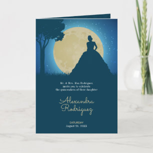 Invitation Silhouette couronnée avec Quinceanera lune