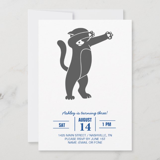 Invitation Silhouette Dabbing cat - Choisir la couleur arrièr (Devant)