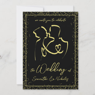 Invitation Silhouette d'amoureux dessin au trait mariage