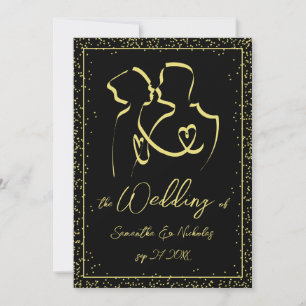 Invitation Silhouette d'amoureux dessin au trait mariage
