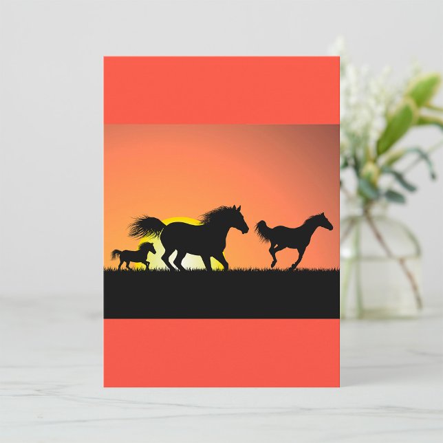Invitation Silhouette de chevaux sauvages au coucher du solei (Créateur téléchargé)