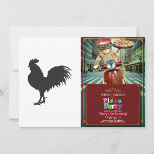 Invitation Silhouette de coq - Choisir la couleur arrière - p