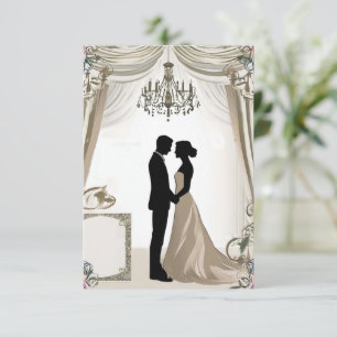 Invitation 💍 Silhouette de Couple Romantique avec Cadre Flor
