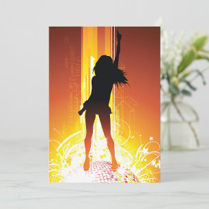 Invitation Silhouette de danse vibrante Pop Art