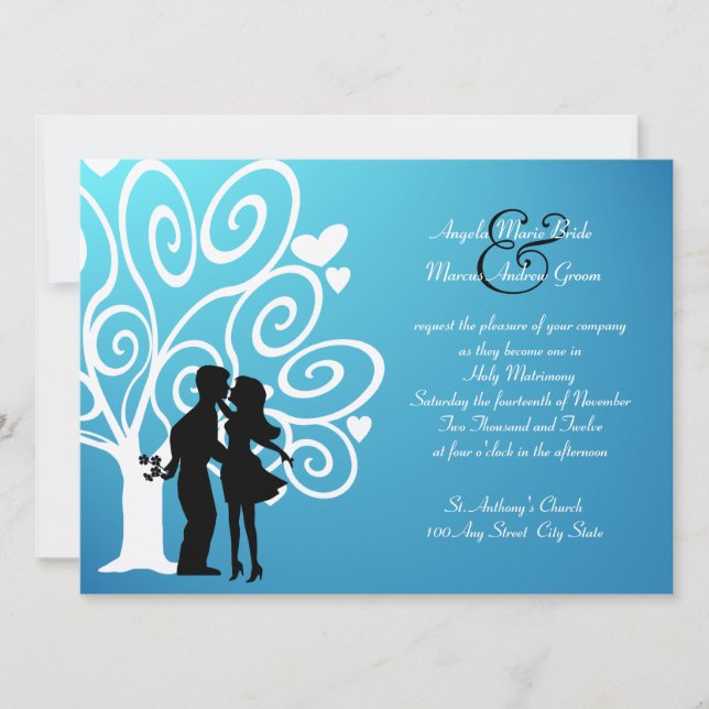 Invitation Silhouette de fiançailles/mariage (Devant)