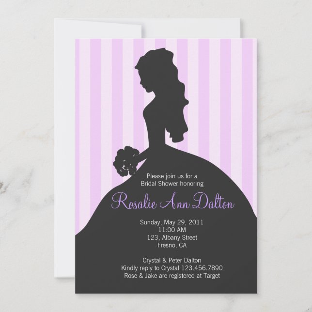 Invitation Silhouette de la mariée - Fêtes de l'mariée (viole (Devant)