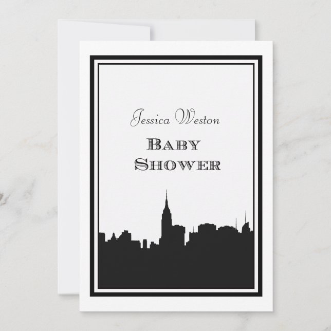 Invitation Silhouette de la skyline de NYC #2 pour Baby Showe (Devant)