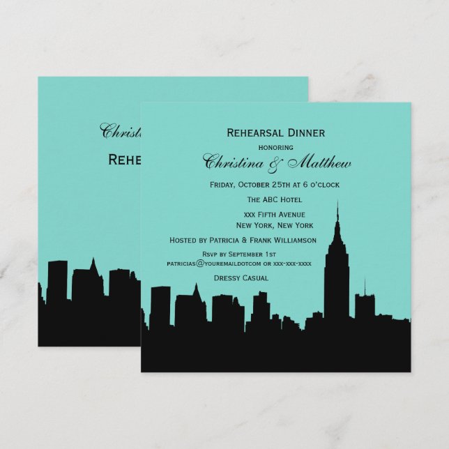 Invitation Silhouette de la ville de NYC pour le dîner de rép (Devant / Derrière)