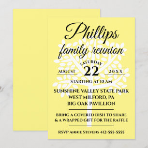 Invitation Silhouette de l'arbre blanc de la Réunion familial