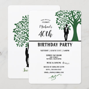 Invitation Silhouette de l'homme de la fête du 40e anniversai