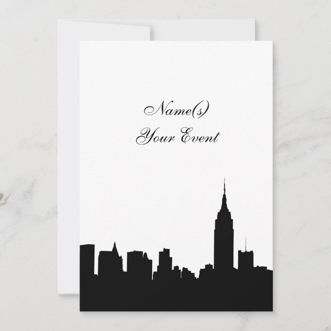 Invitation Silhouette de l'horizon de NYC, ESB #1 BW V2 Invit (Devant)