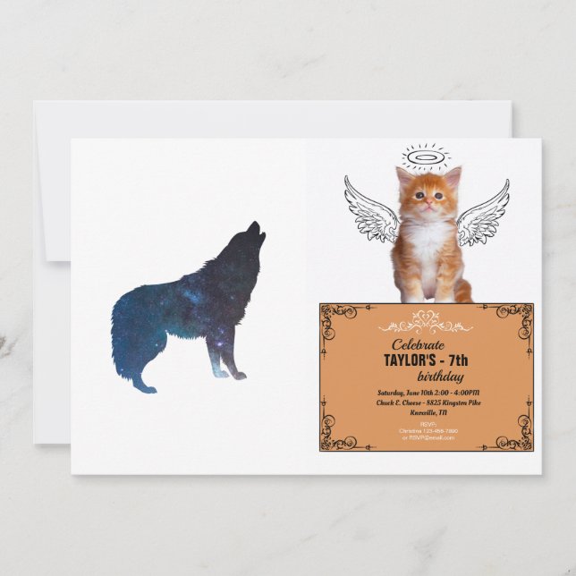 Invitation Silhouette de l'univers Wolf - Choisir la couleur  (Devant)