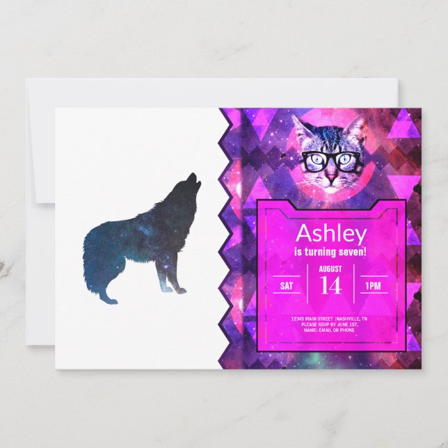 Invitation Silhouette de l'univers Wolf - Choisir la couleur  (Devant)