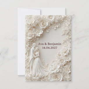 Invitation 🌸 Silhouette de mariage élégante en papier floral