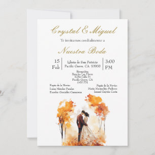 Invitation Silhouette de mariés en automne
