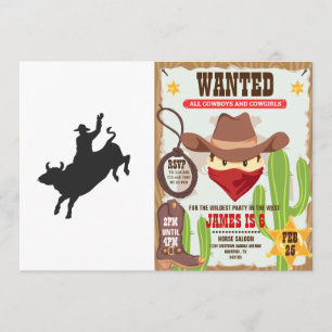 Invitation Silhouette de Rodeo Bull Ride