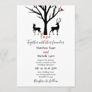 Invitation Silhouette Deer Couple Mariage d'amour hivernal