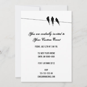 Invitation Silhouette des oiseaux noirs sur fil
