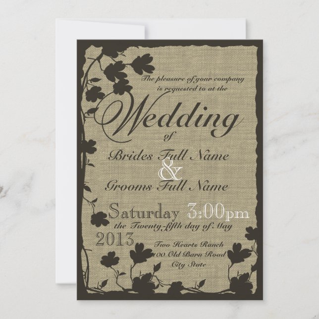 Invitation Silhouette Dogwood sur Burlap (Devant)