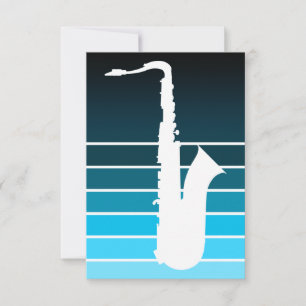 Invitation silhouette du saxophone : fond bleu