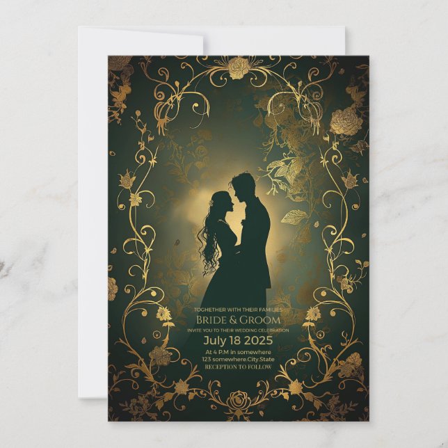 Invitation Silhouette d'un couple amoureux (Devant)