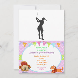 Invitation Silhouette d'une femme jouant au golf