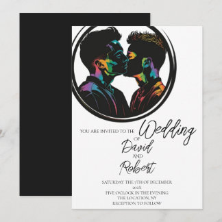Invitation Silhouette élégante du Mariage mignon gai-couple