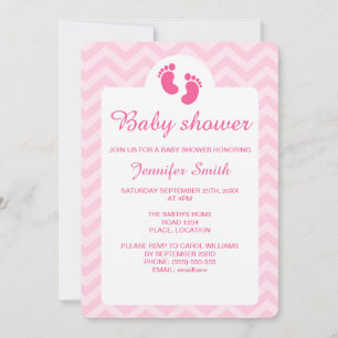 Invitation Silhouette Empreintes de Bébé Rose Baby Shower