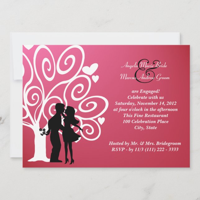 Invitation Silhouette fiançailles/Mariage (Devant)