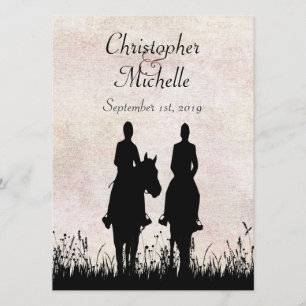 Invitation Silhouette Horseback équitation Couple Horse Maria