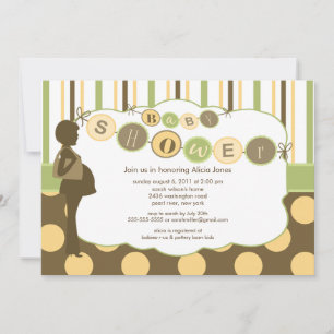 Invitation Silhouette Maman Baby shower Garçon ou fille Brown