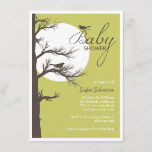 Invitation Silhouette orientée d'arbre d'oiseau de baby