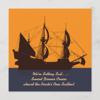Invitation Silhouette Pirate Ship