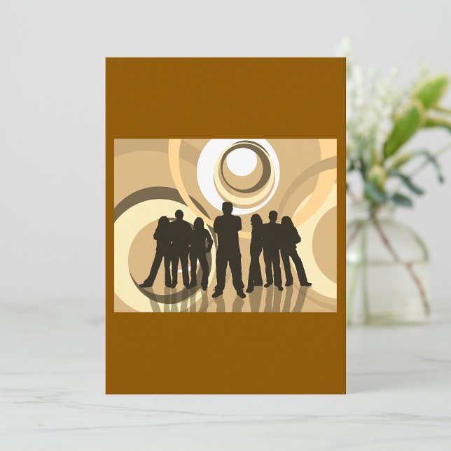 Invitation Silhouette rétro Personnes avec cercles Abstraits (Créateur téléchargé)