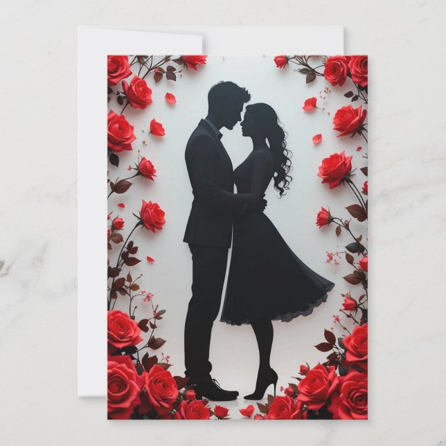 Invitation Silhouette romantique d'un couple (Devant)