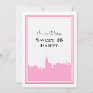 Invitation Silhouette rose NYC Skyline #2 do-it-yourself douc