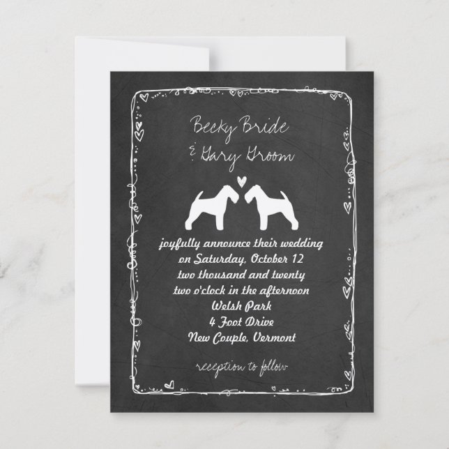 Invitation Silhouettes de Terrier Gallois Mariage (Devant)