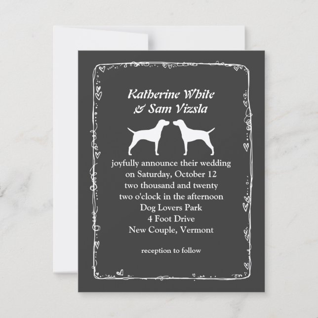 Invitation Silhouettes de Vizsla hongrois Mariage (Devant)