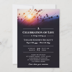 Invitation Silhouettes florales au coucher du soleil Fête de