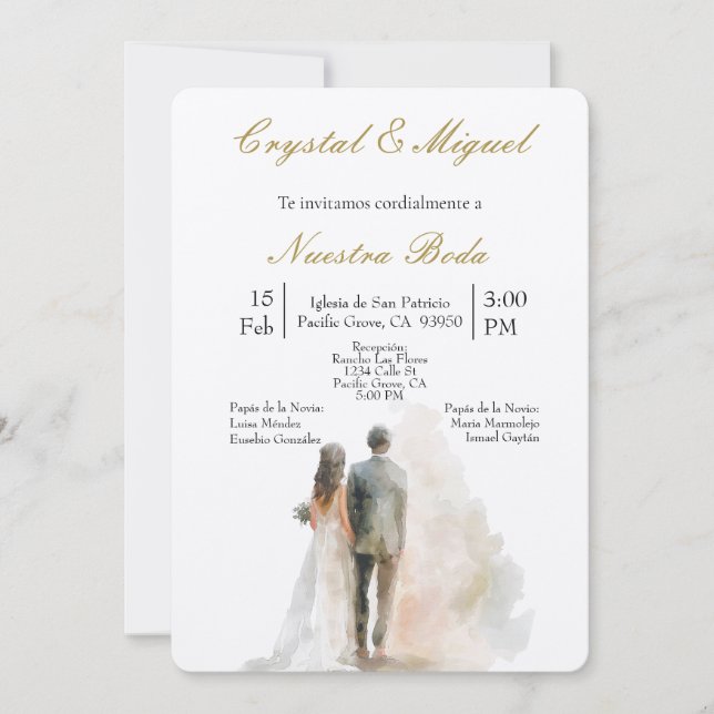 Invitation Silhueta de novia y novio (Devant)