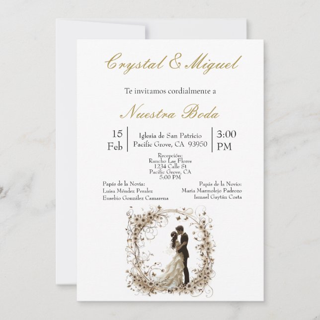 Invitation Silhueta de novia y novio (Devant)