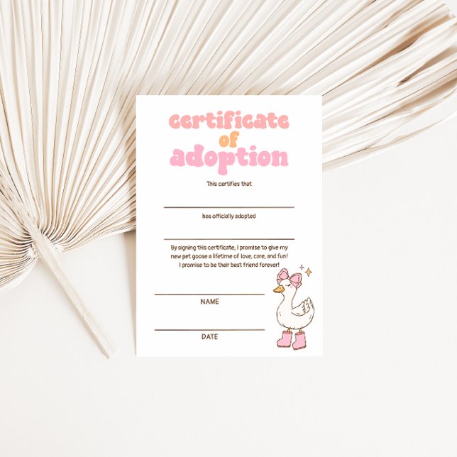 Invitation Silly Goose Certificate of Adoption (Créateur téléchargé)