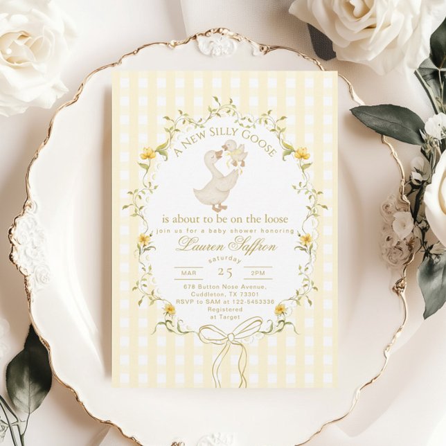 Invitation Silly Goose Gender neutral Yellow Baby Shower (Créateur téléchargé)